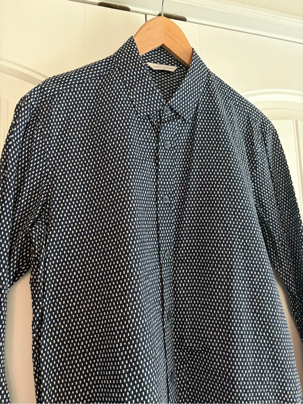 Chris Christy Men's Long Sleeve Button Down Collared Shirt Size Large (100) Blue